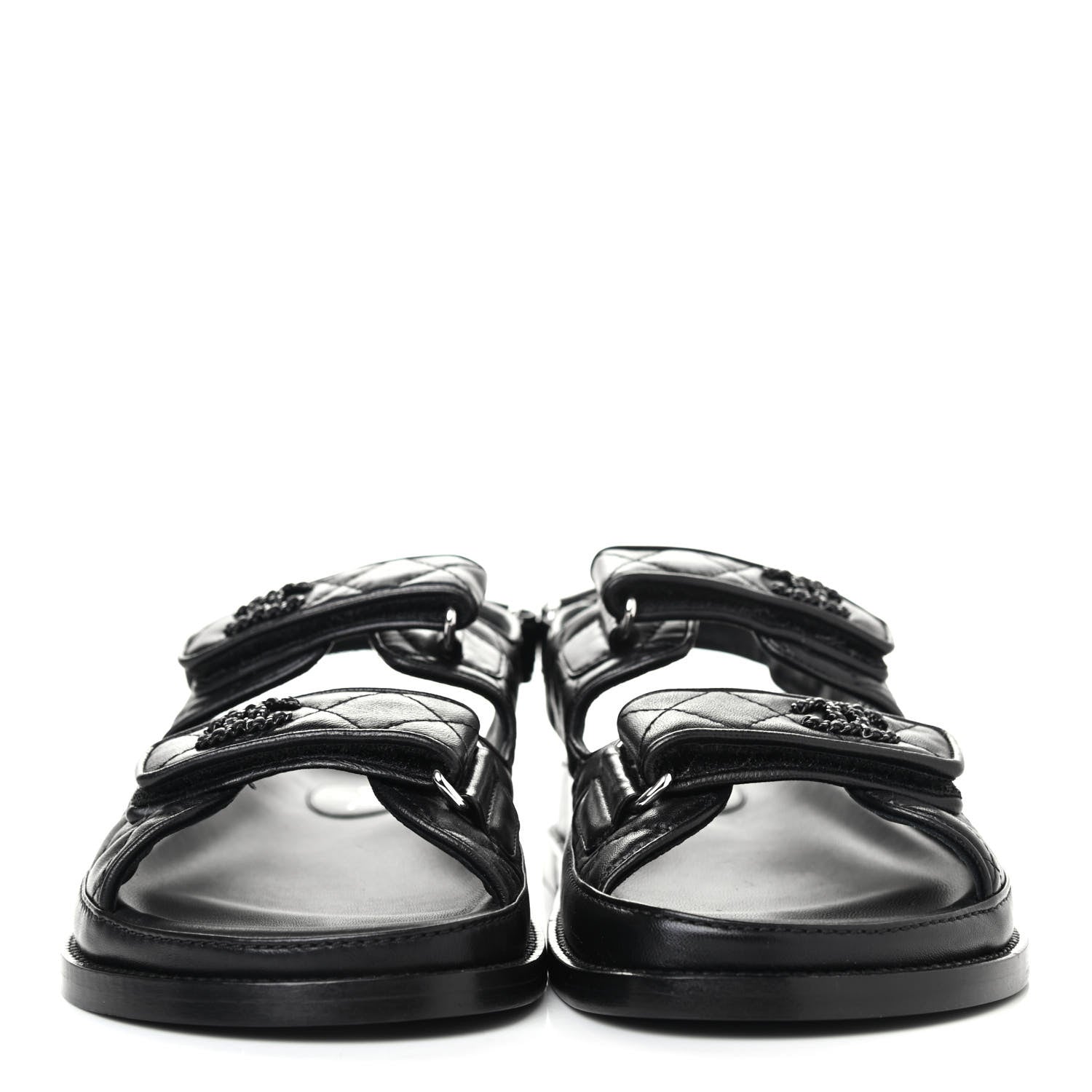 Chanel Lambskin Velcro Dad Sandals 39 Black 2 of 4