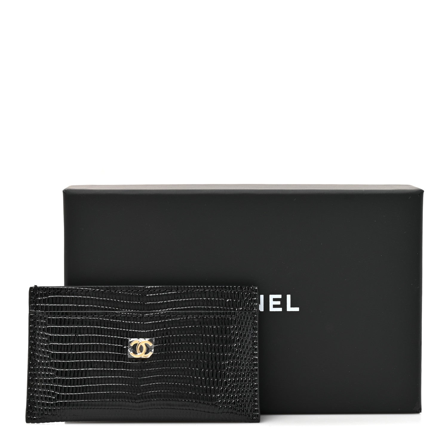 Chanel Calfskin Lizard Embossed Card Holder Black 8 of 8