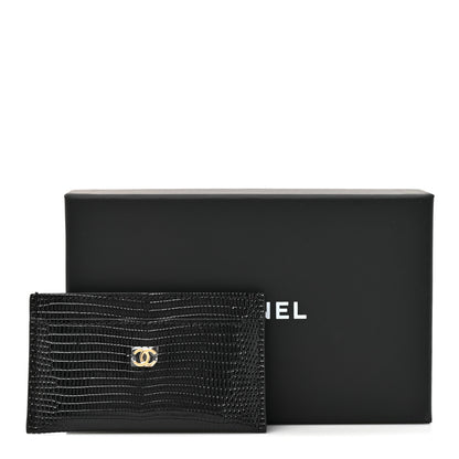 Chanel Calfskin Lizard Embossed Card Holder Black 8 of 8