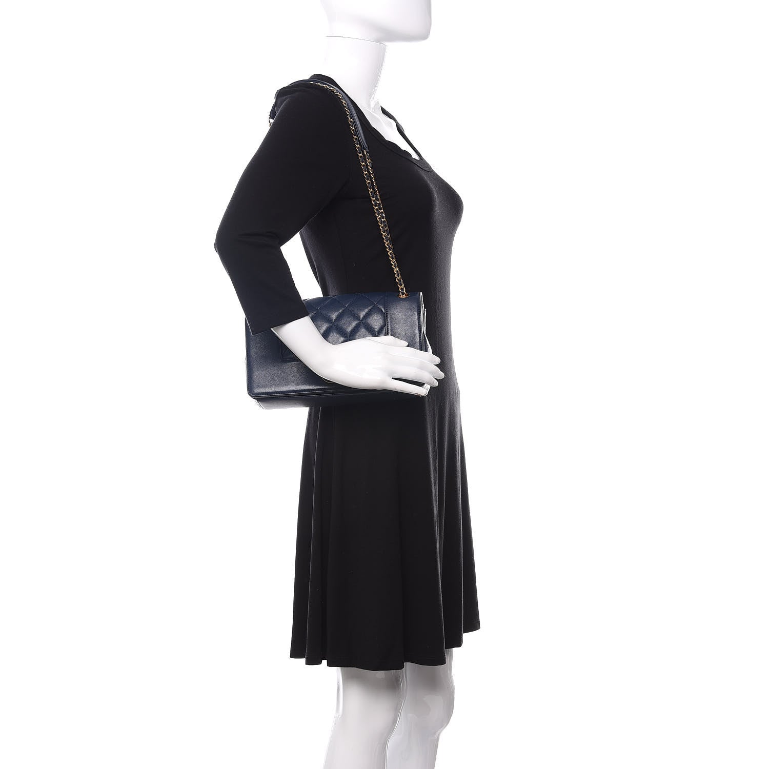 Chanel Sheepskin Quilted Medium Vintage Mademoiselle Flap Dark Navy 3 of 13