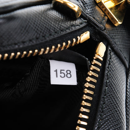 Prada Saffiano Lux Mini Top Handle Crossbody Bag Black 9 of 9