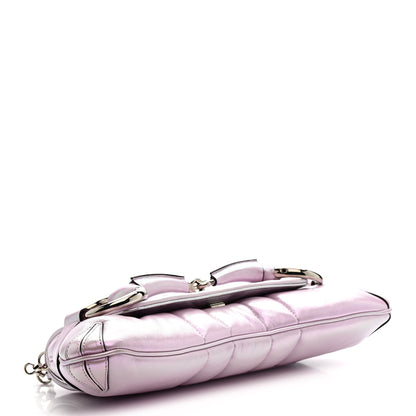 Gucci Iridescent Nappa Vertical Matelasse Medium Maxi Horsebit Chain Shoulder Bag Escape Pink 4 of 11