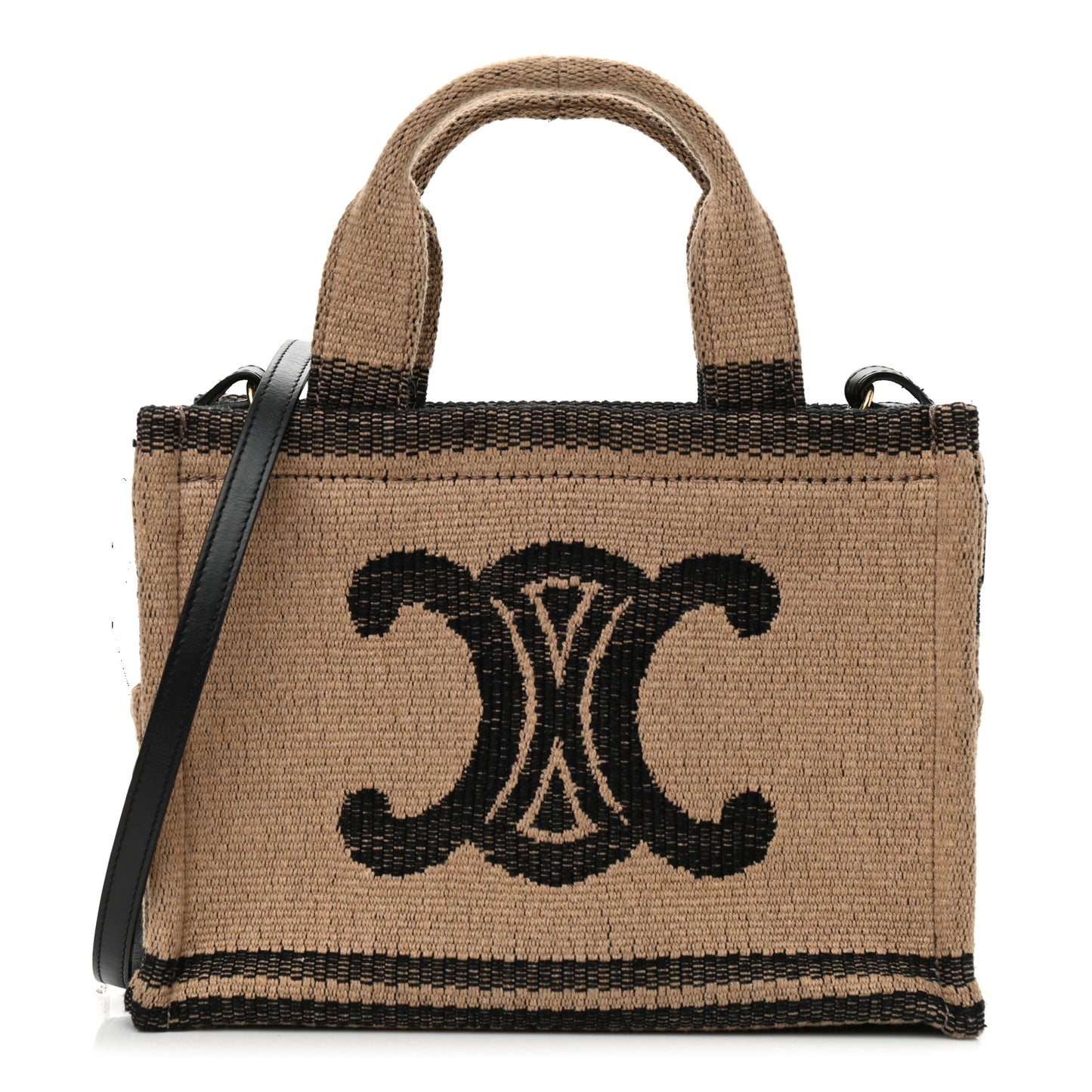 Stripe Triomphe Small Cabas Beige Black