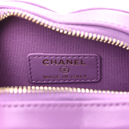 Chanel Lambskin Quilted CC In Love Heart Waist Belt Bag With Chain Purple 6 of 11