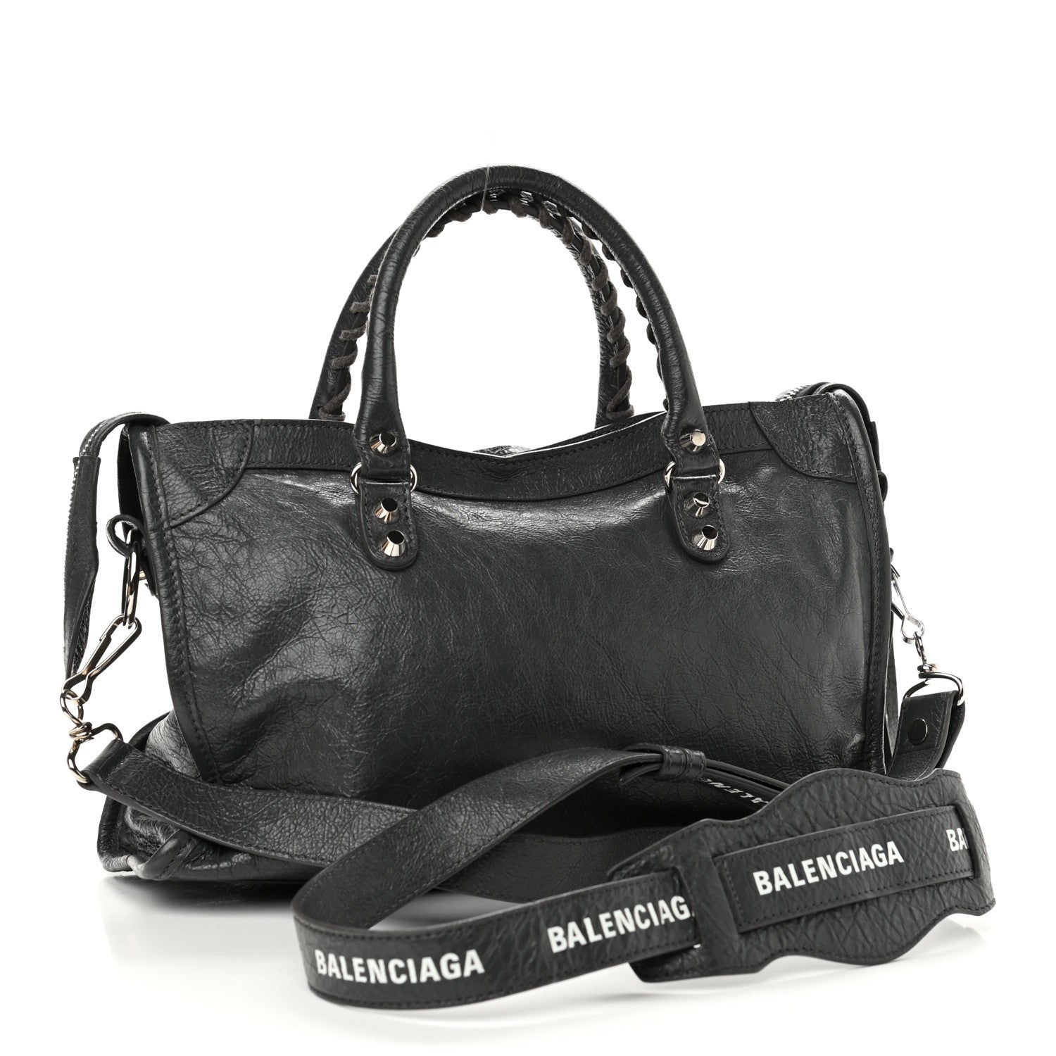 Balenciaga Agneau Classic Silver Hardware S City Logo Strap Gris Fossile White 3 of 10