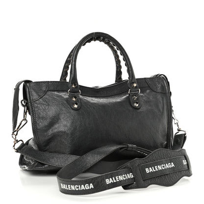 Balenciaga Agneau Classic Silver Hardware S City Logo Strap Gris Fossile White 3 of 10