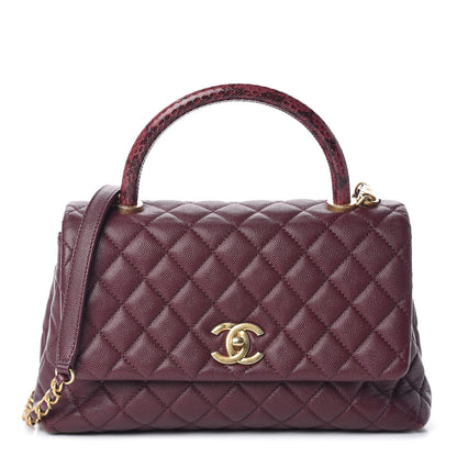 Chanel Caviar Elaphe Quilted Small Coco Handle Flap Burgundy 1 of 14