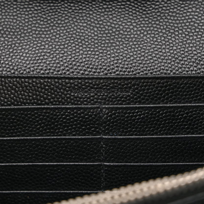 Saint Laurent Grain De Poudre Matelasse Chevron Monogram Chain Wallet Black 7 of 15