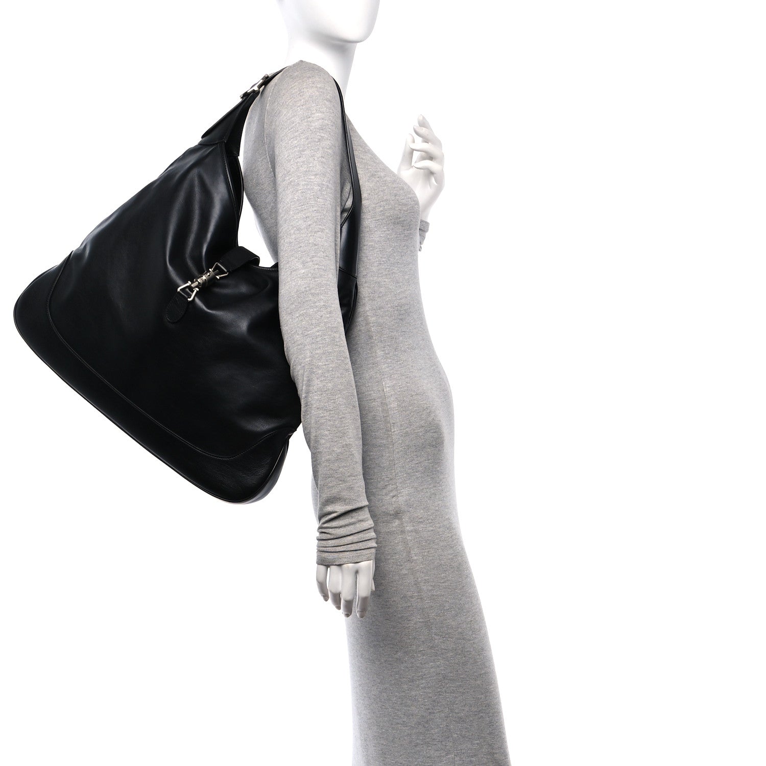 Gucci Calfskin Large Jackie 1961 Shoulder Bag Black 2 of 9