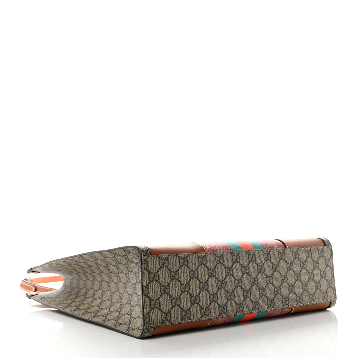 Gucci X DANS LE VERT GG Supreme Monogram Cuoio Web Large Retro Interlocking Tote Beige Rosso Ebony Harness Brown 4 of 11