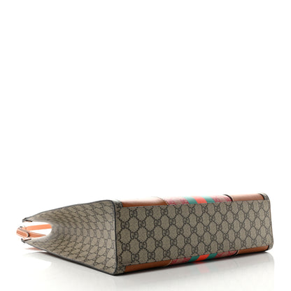 Gucci X DANS LE VERT GG Supreme Monogram Cuoio Web Large Retro Interlocking Tote Beige Rosso Ebony Harness Brown 4 of 11