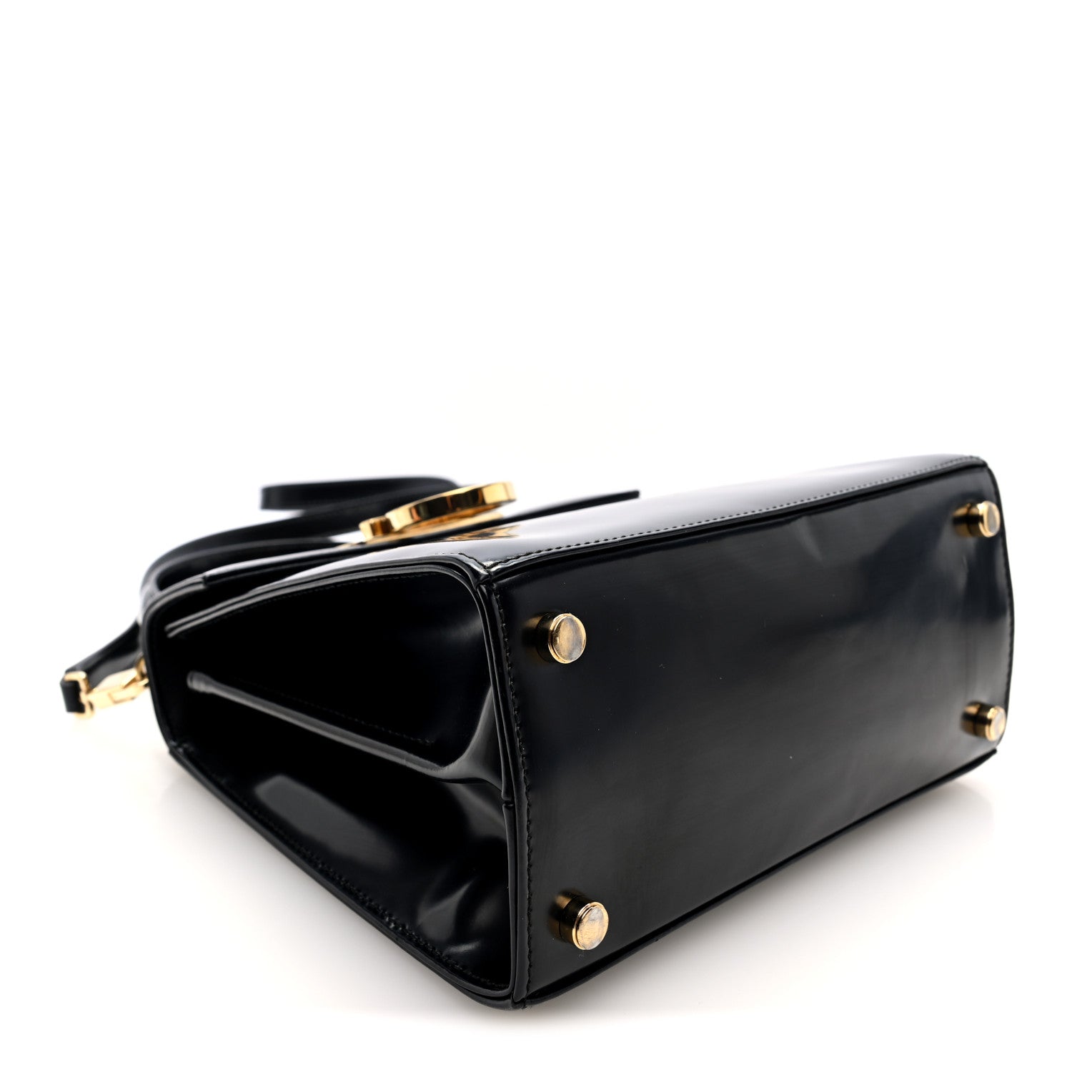 Salvatore Ferragamo Hammered Calfskin Small Iconic Top Handle Bag Black 4 of 9