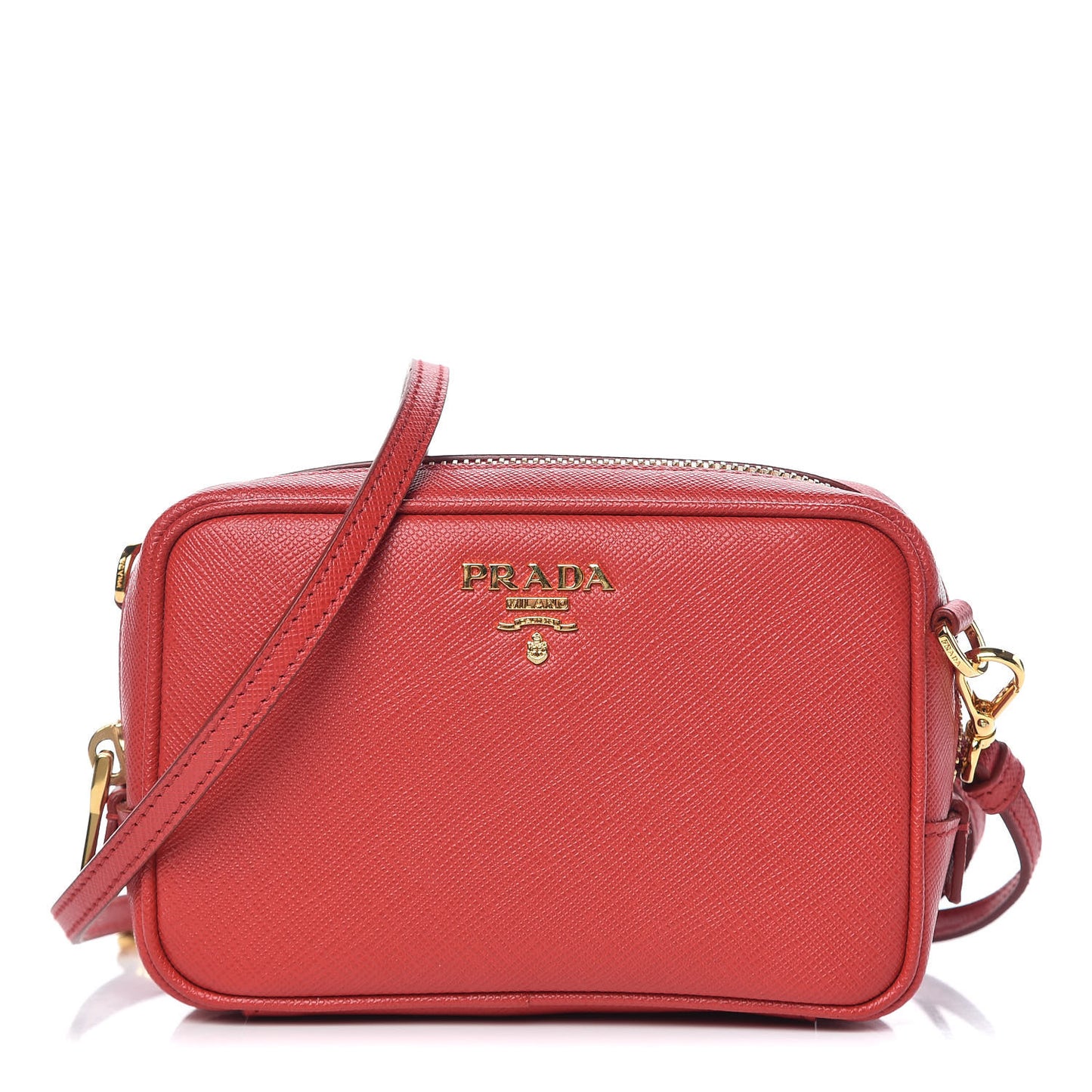 Saffiano Mini Camera Crossbody Bag Rosso