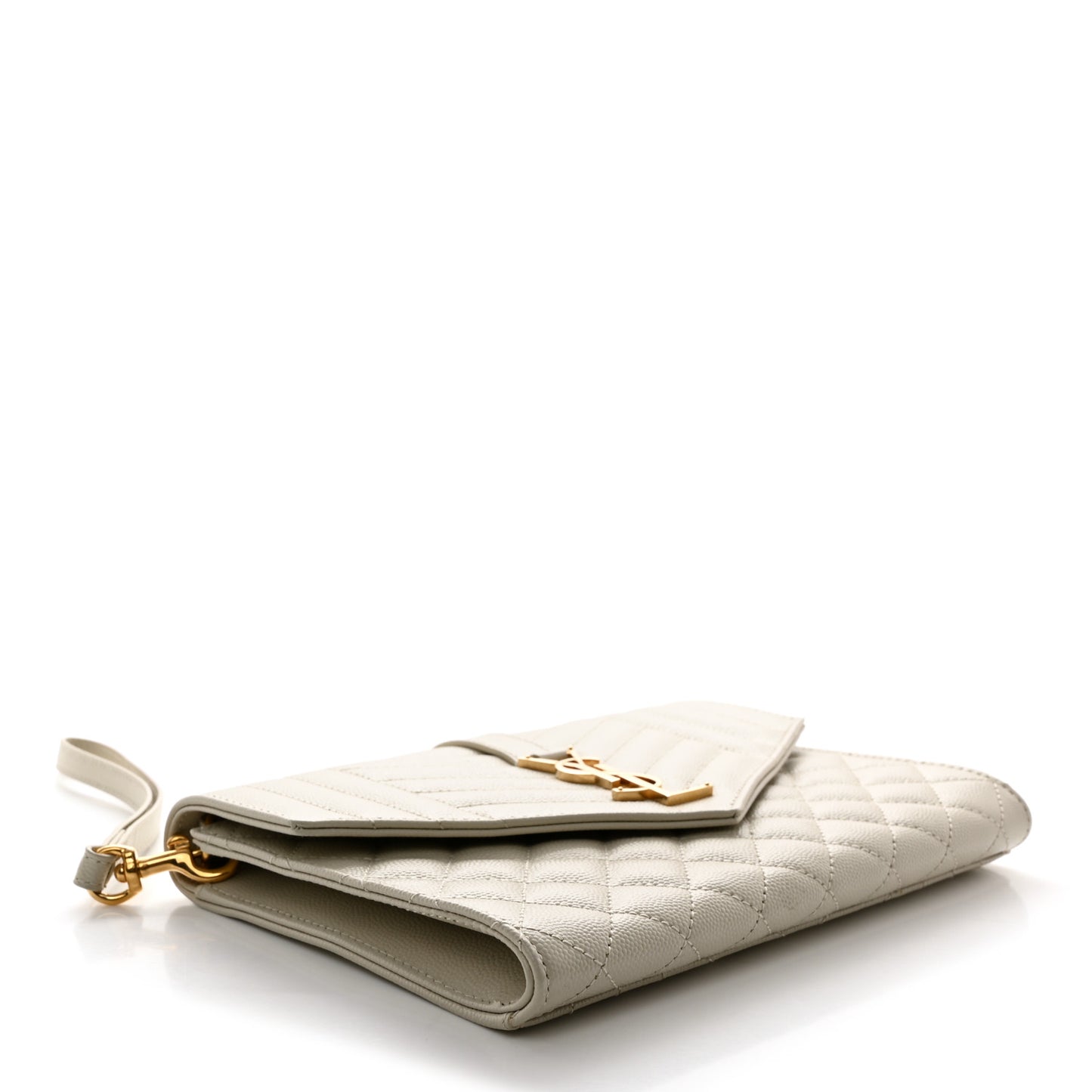 Grain De Poudre Textured Mixed Matelasse Triquilt Monogram Clutch Blanc Vintage