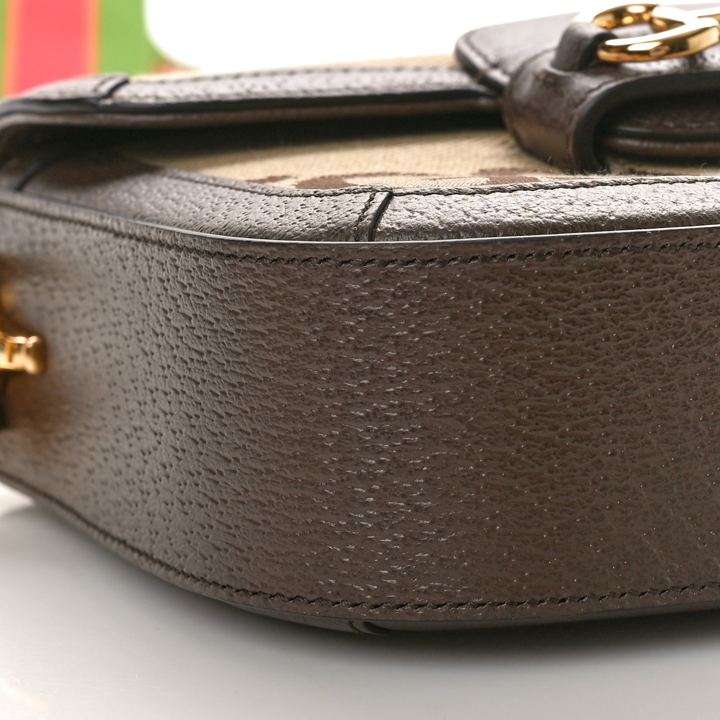 Monogram Jumbo GG Textured Dollar Calfskin Web Mini Horsebit 1955 Shoulder Bag Camel Ebony New Acero