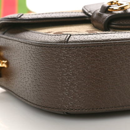 Gucci Monogram Jumbo GG Textured Dollar Calfskin Web Mini Horsebit 1955 Shoulder Bag Camel Ebony New Acero 10 of 11