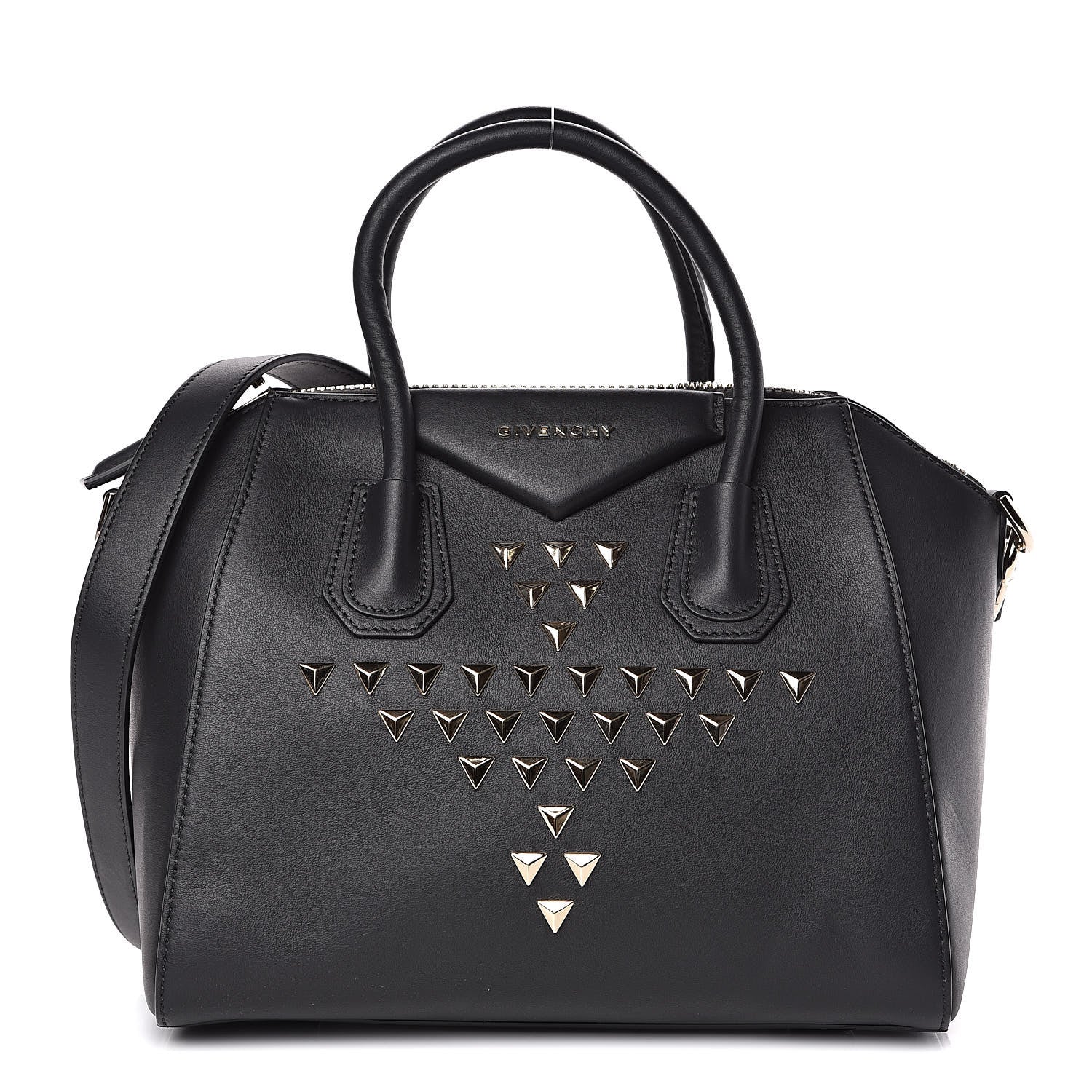Givenchy Calfskin Triangle Studded Small Antigona Black 1 of 14