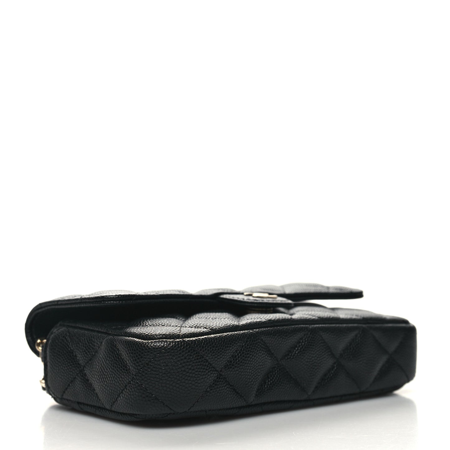 Caviar Quilted Flap Phone Holder With Chain Black