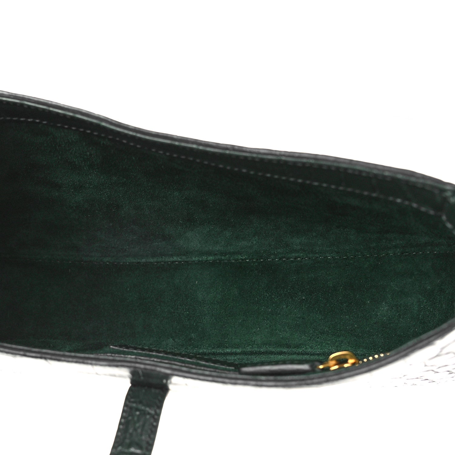 Saint Laurent Calfskin Crocodile Embossed Le 5 A 7 Hobo New Vert Fonce 4 of 7