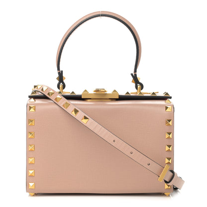 Valentino Garavani Grainy Calfskin Rockstud Alcove Box Top-Handle Bag Rose Cannelle 1 of 12