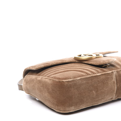 Gucci Velvet Matelasse Medium GG Marmont Shoulder Bag Taupe 5 of 10