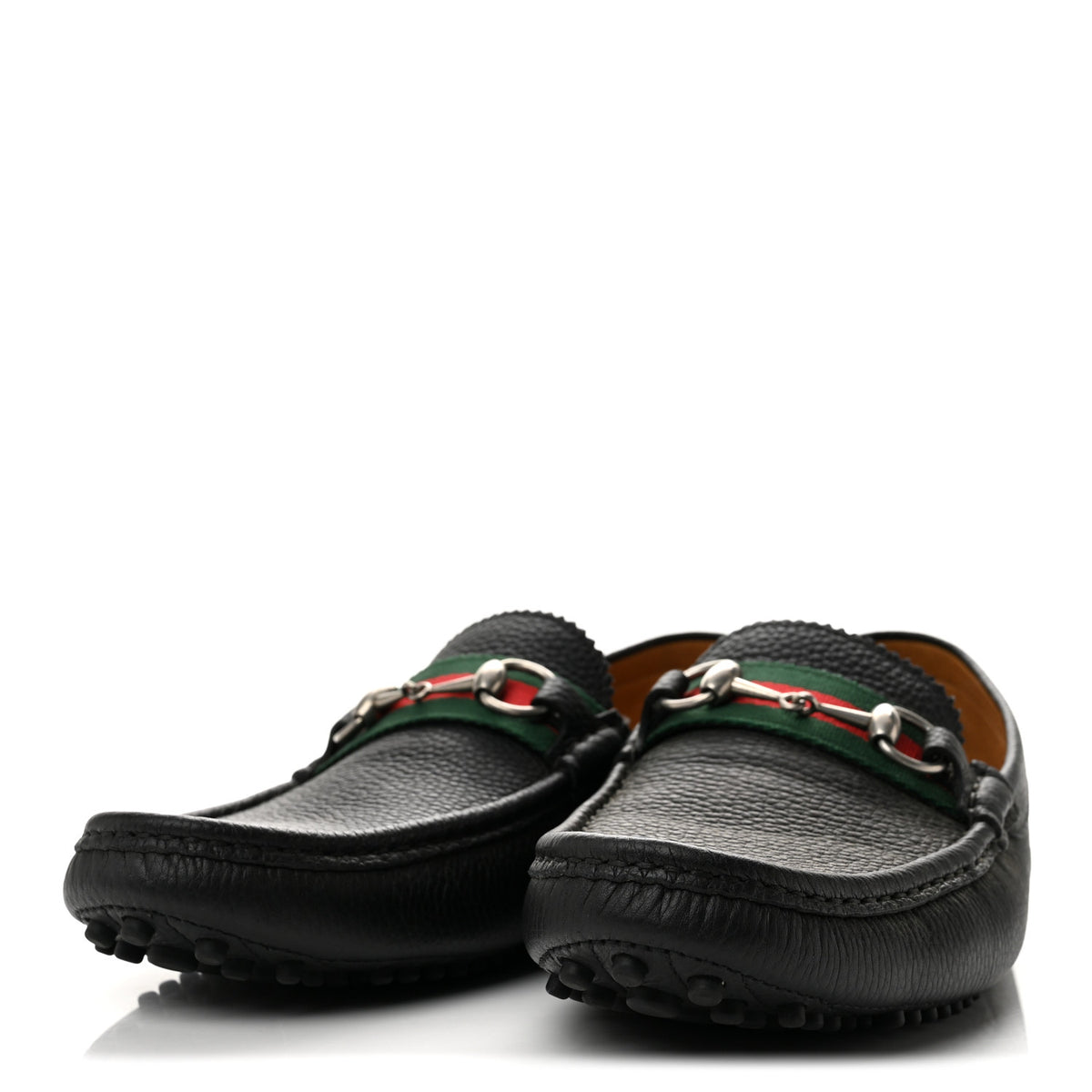 Gucci Road Calfskin Web Mens Horsebit Driver Loafers 10 Black 4 of 12