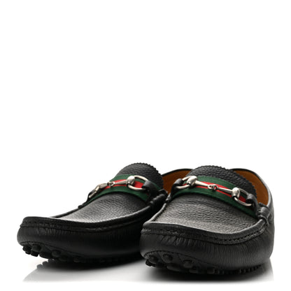 Gucci Road Calfskin Web Mens Horsebit Driver Loafers 10 Black 4 of 12