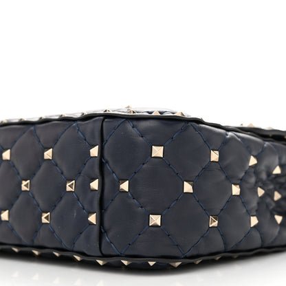 Valentino Garavani Nappa Medium Rockstud Spike Shoulder Bag Marine 9 of 11