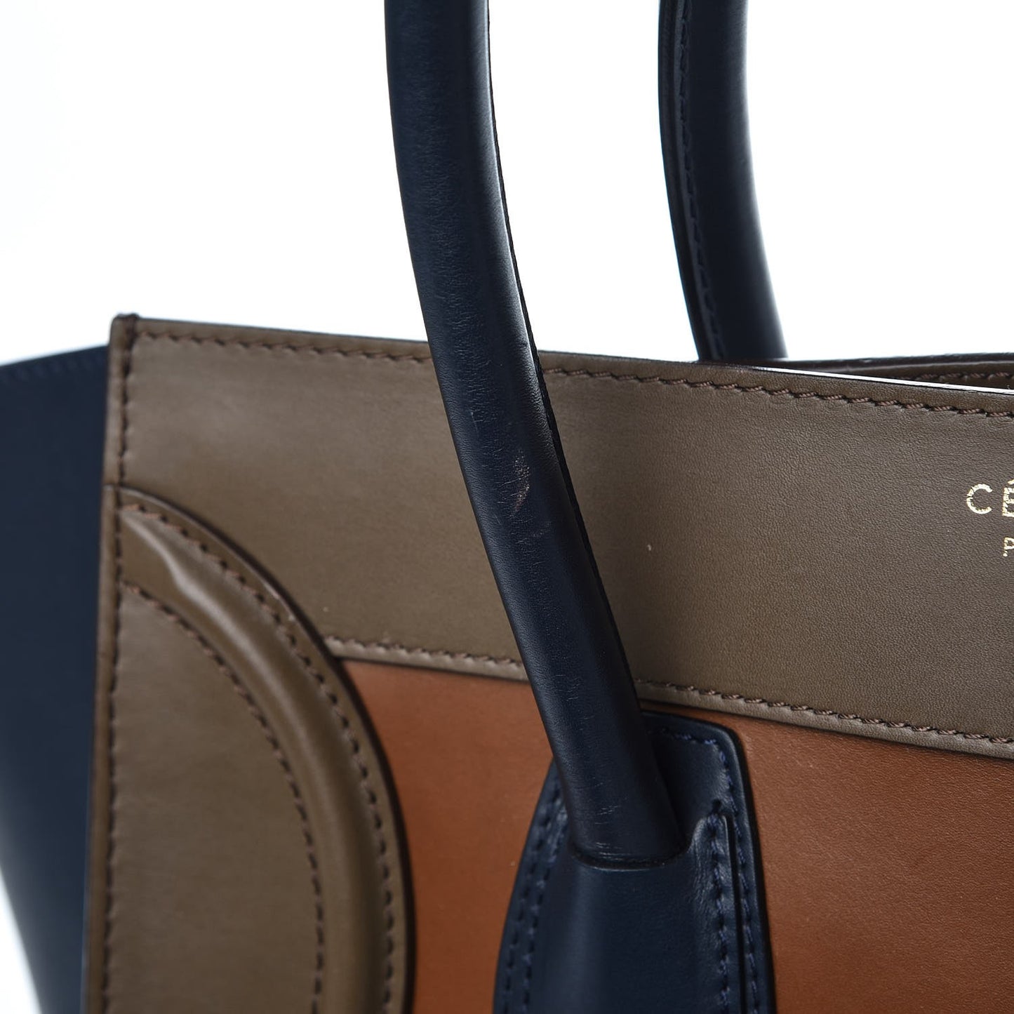 Satin Calfskin Mini Tri-Color Luggage Camel