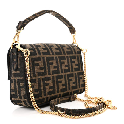 Fendi Fabric Jacquard FF 1974 Mini Baguette Tobacco Moro Black 3 of 12