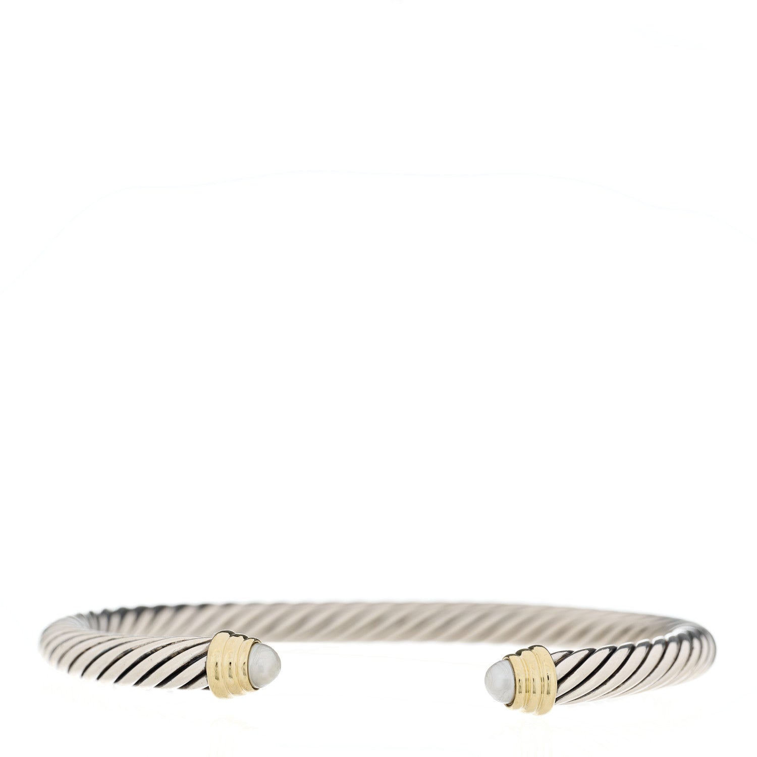 David Yurman Sterling Silver 14K Yellow Gold Pearl 5mm Cable Classics Petite Color Bracelet 1 of 4