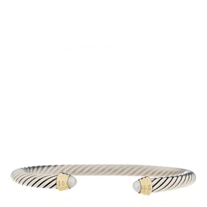 David Yurman Sterling Silver 14K Yellow Gold Pearl 5mm Cable Classics Petite Color Bracelet 1 of 4