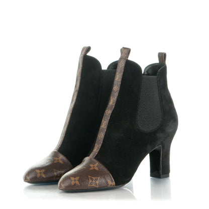 Louis Vuitton Monogram Suede Revival Ankle Boots 37 Black 3 of 7