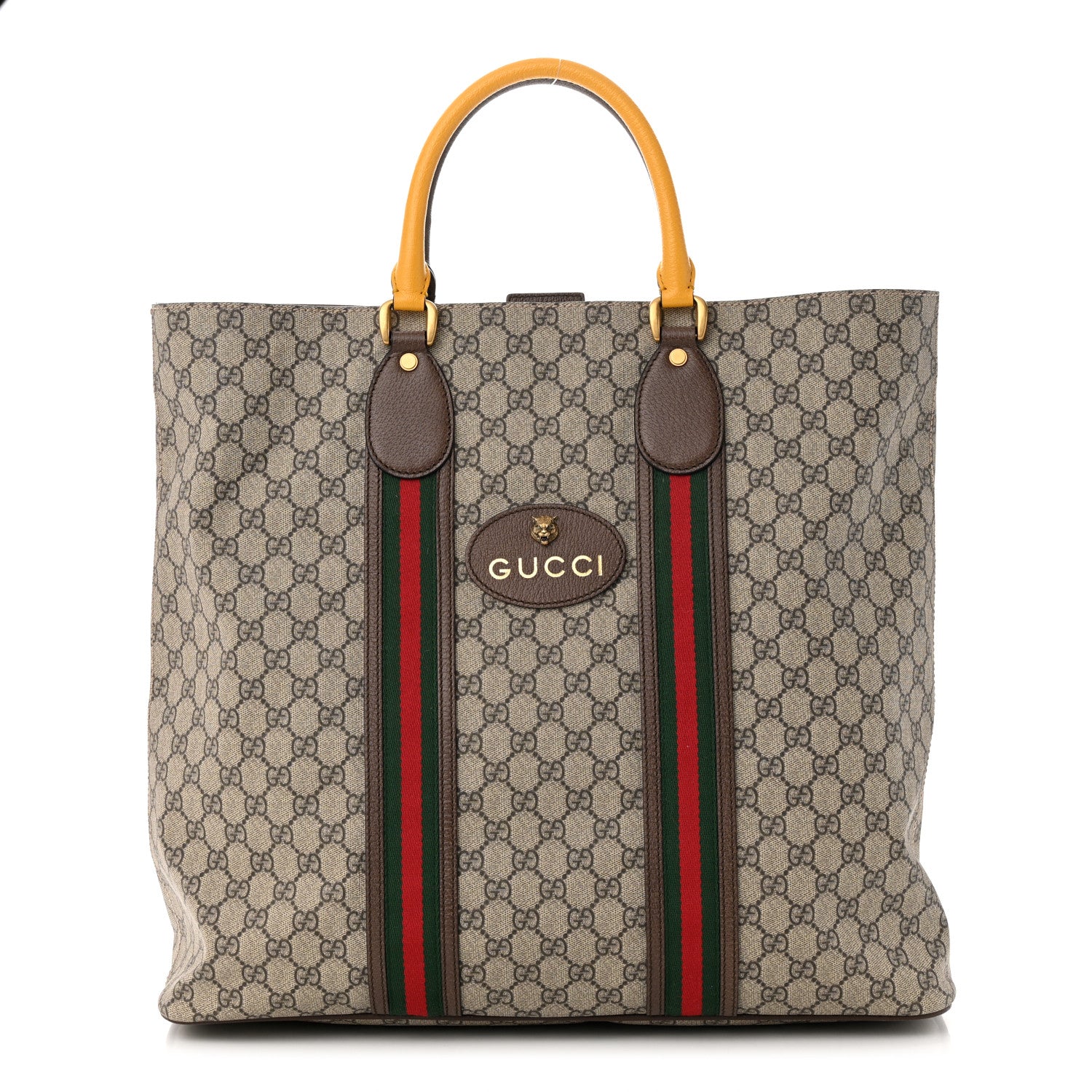 Gucci GG Supreme Monogram Web Neo Vintage Tote Beige New Acero Crop 1 of 10