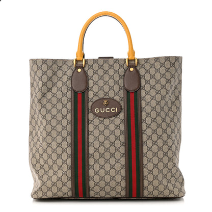 Gucci GG Supreme Monogram Web Neo Vintage Tote Beige New Acero Crop 1 of 10