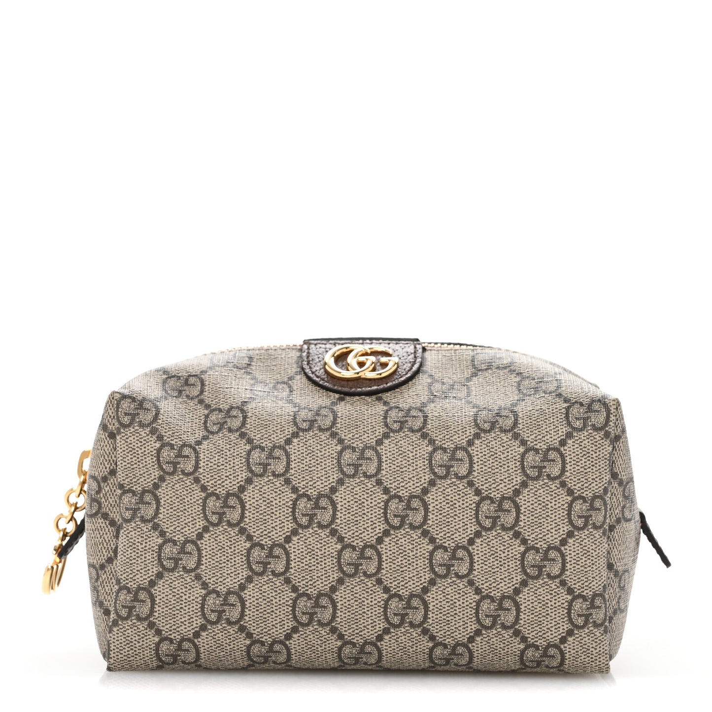 Soft GG Supreme Monogram Calfskin Medium Ophidia Cosmetic Case Beige Ebony New Acero
