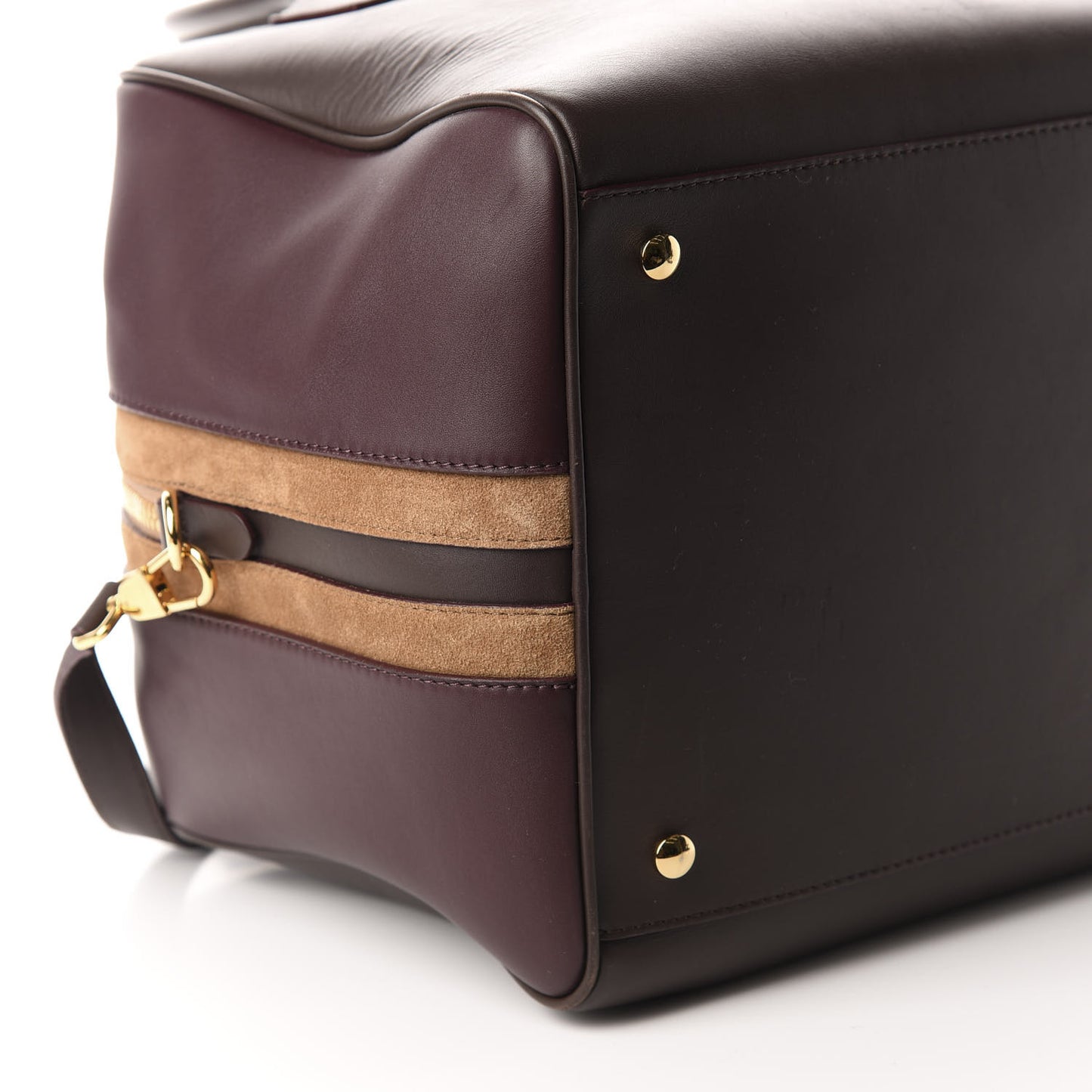 Smooth Calfskin Medium Cube Bowling Bag Mahogany