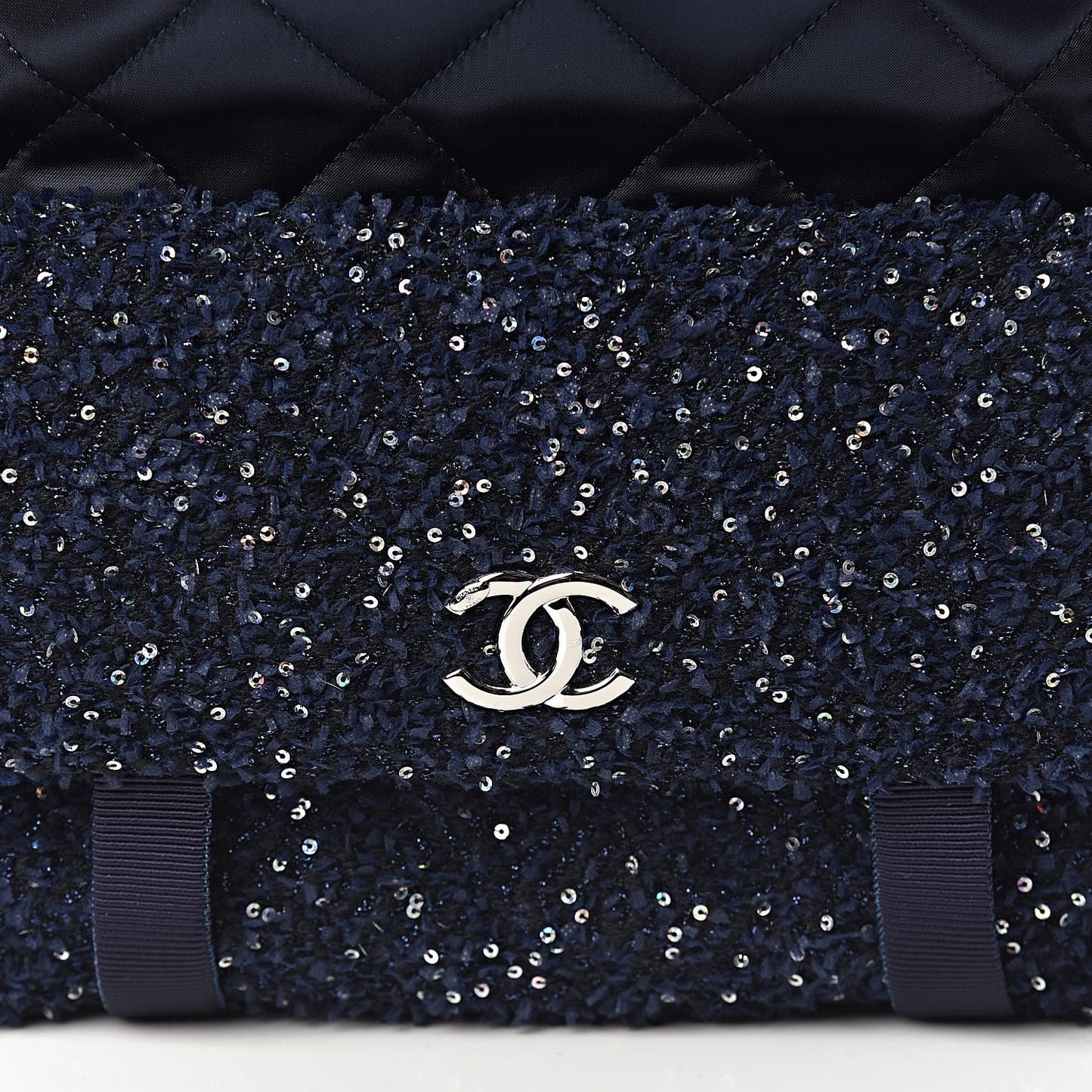 Tweed Nylon Quilted Astronaut Essentials Backpack Navy