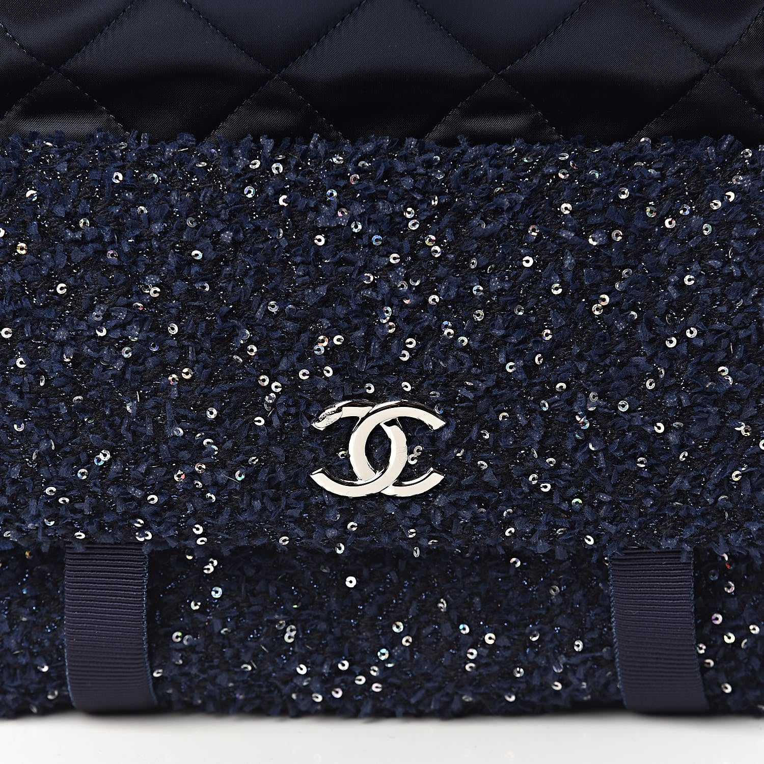 Chanel Tweed Nylon Quilted Astronaut Essentials Backpack Navy 10 of 10
