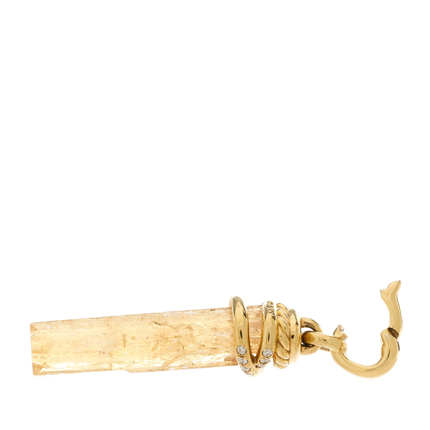 18K Yellow Gold Diamond Imperial Topaz Wrapped Amulet Pendant