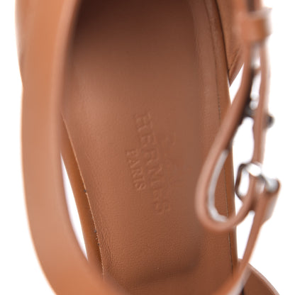 Hermes Calfskin Merryl Wedge Sandals 37 Naturel 9 of 15