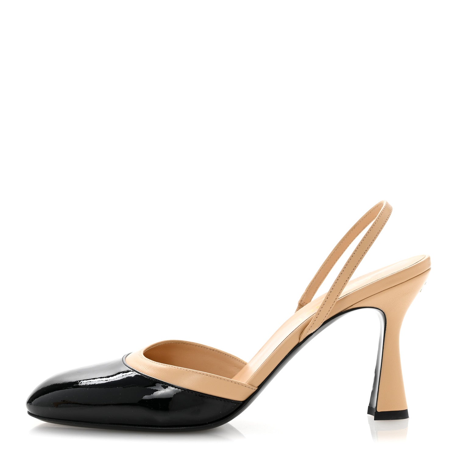 Chanel Patent Lambskin Gabrielle Slingback Pumps 40 Beige Black 1 of 10