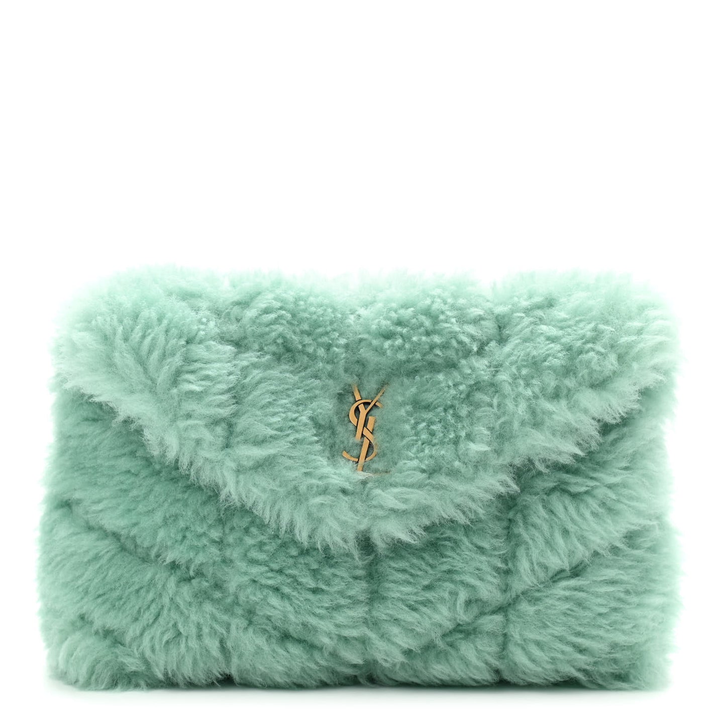 Shearling Quilted Monogram Loulou Puffer Pouch Clutch Iced Mint