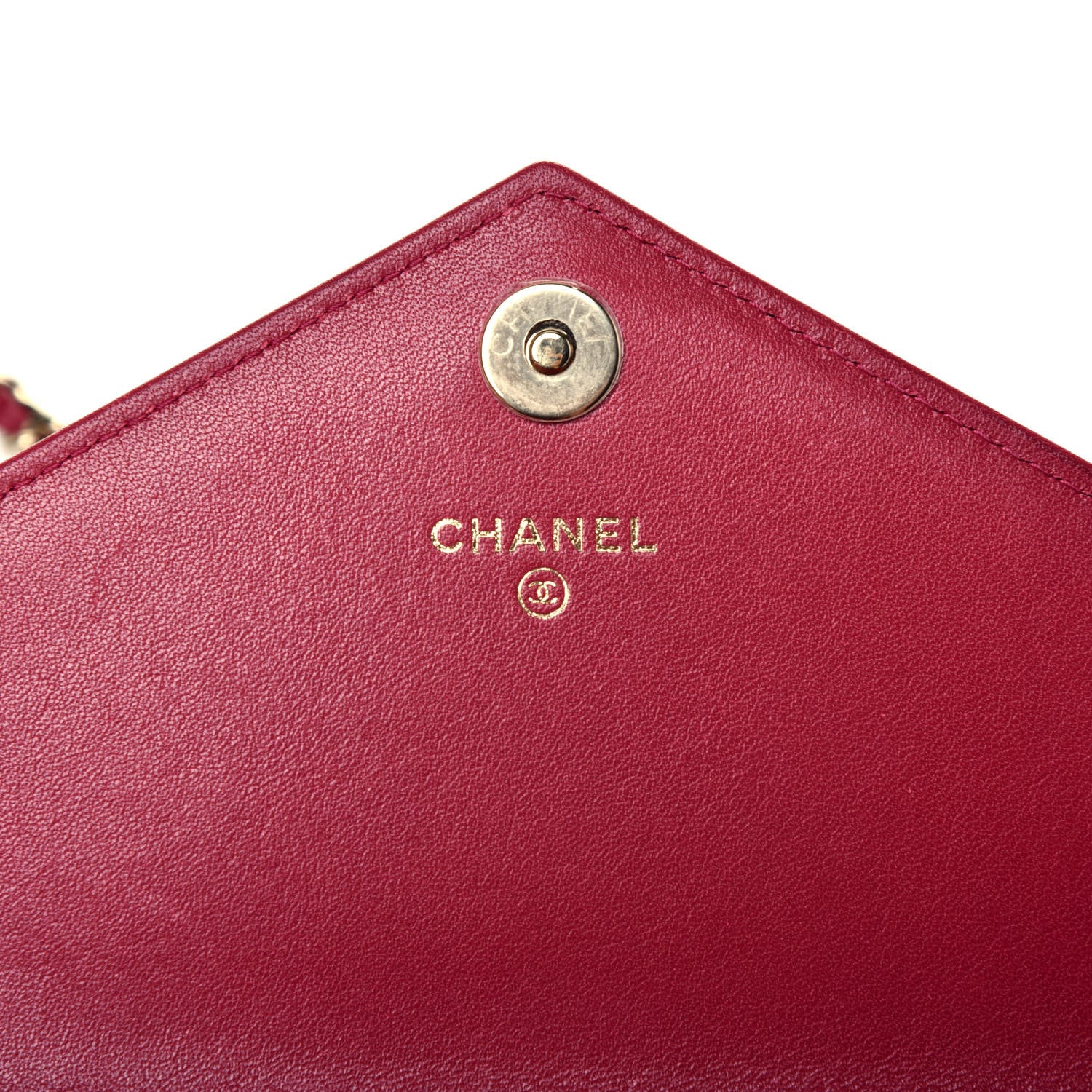 Chanel Goatskin Chevron Quilted Statement Wallet On Chain WOC Dark Pink 6 of 9