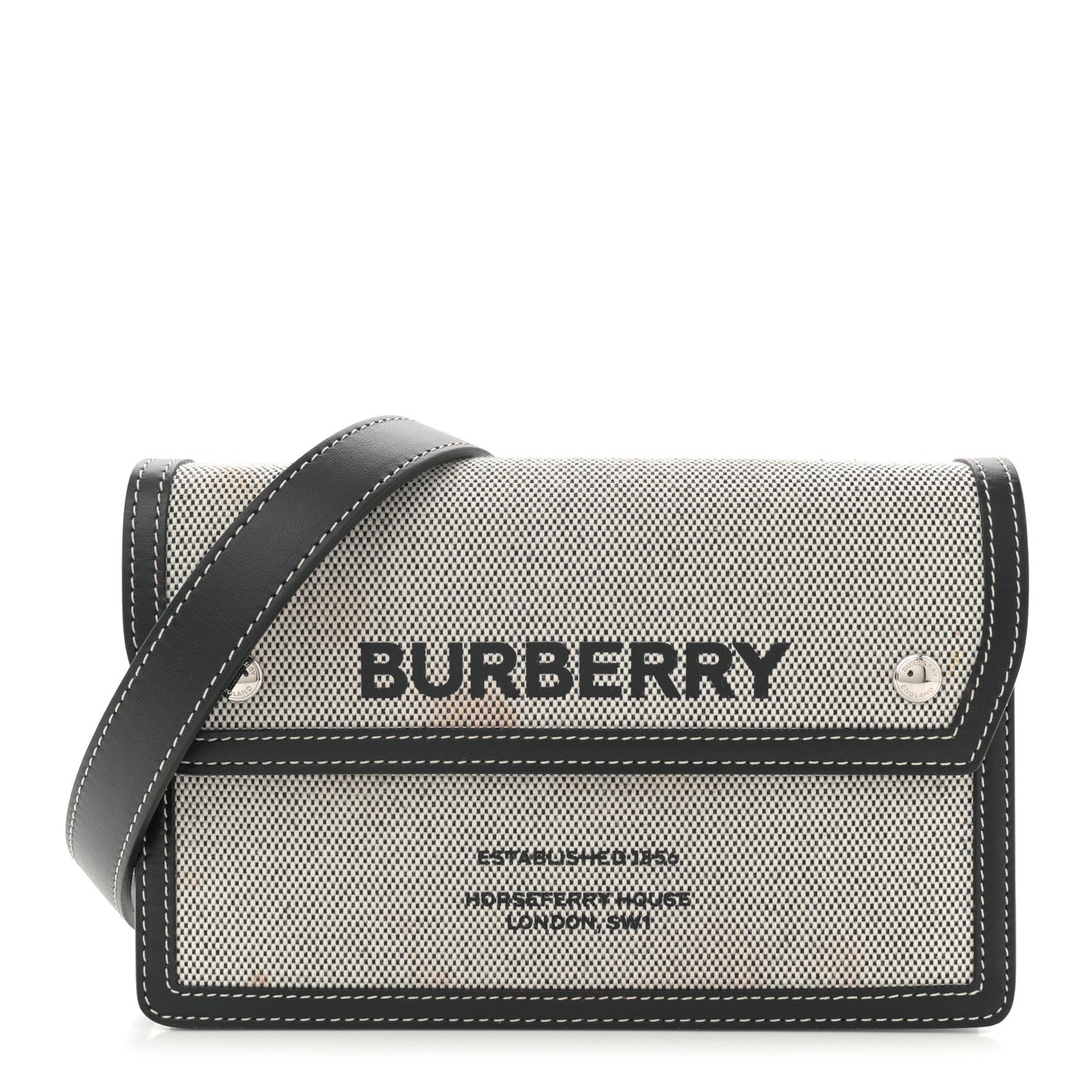 Burberry Cotton Canvas Horseferry Print Crossbody Black 1715917