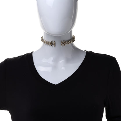 Chanel Metal CC Chain Link Choker Necklace M Gold 2 of 5