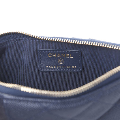 Chanel Caviar Quilted Classic Flat Wallet Pouch Blue 11 of 12