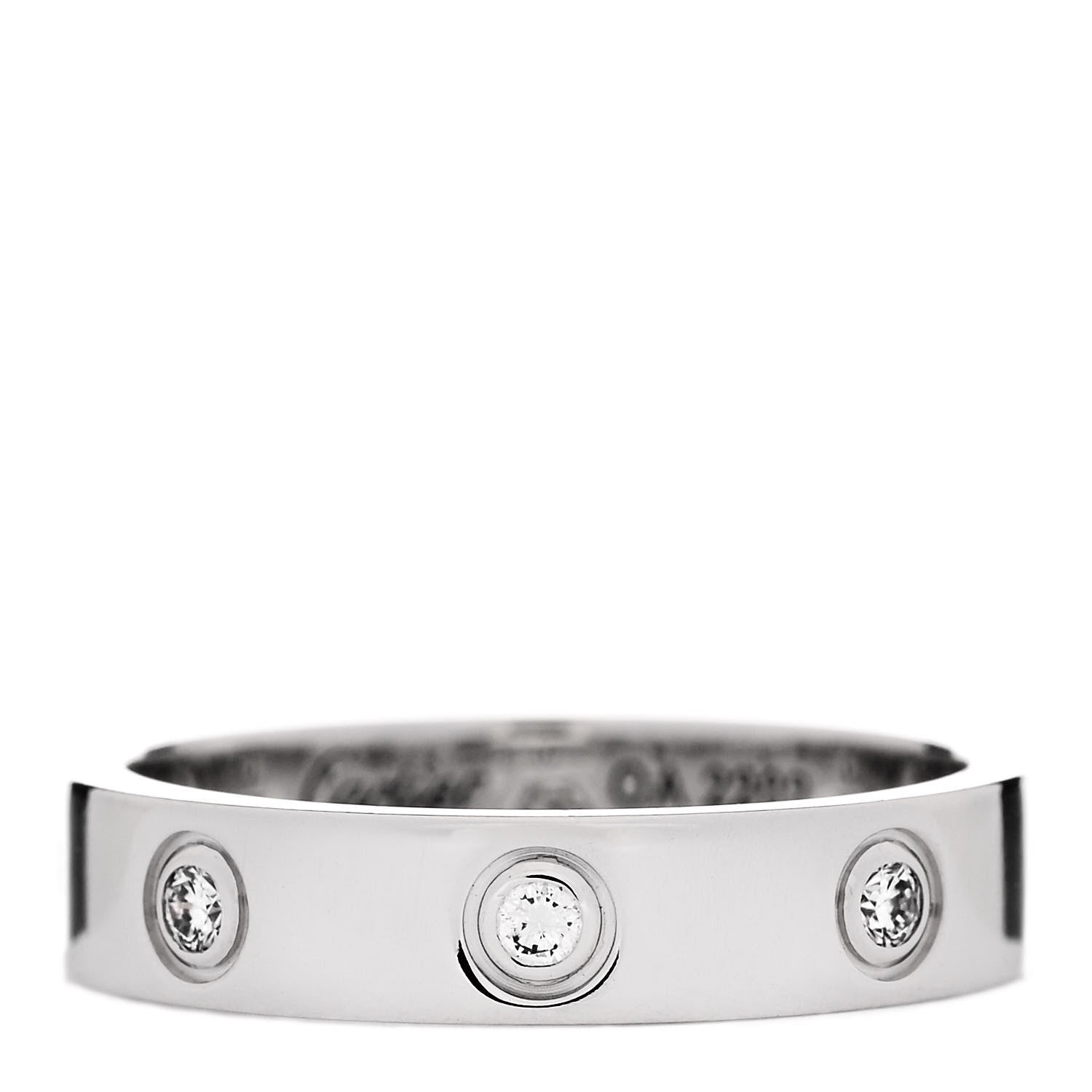 Cartier 18K White Gold 8 Diamond 4mm Wedding Band LOVE Ring 51 5.75 3 of 5