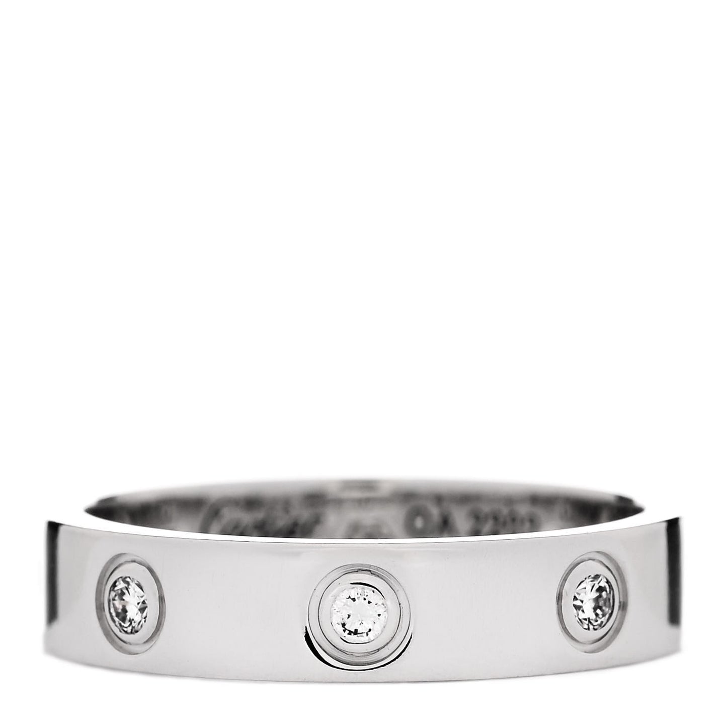 18K White Gold 8 Diamond 4mm Wedding Band LOVE Ring 51 5.75