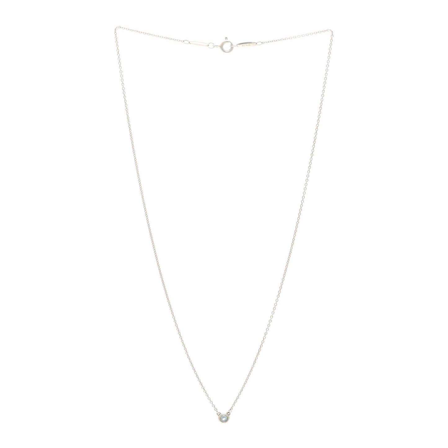 Sterling Silver Aquamarine .06ct Elsa Peretti Color by the Yard Pendant Necklace